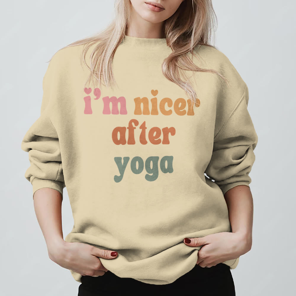 Olivenorma Nicer After Yoga Motivational Fitness Sweatshirt - LightYellow - 2XL - image 3
