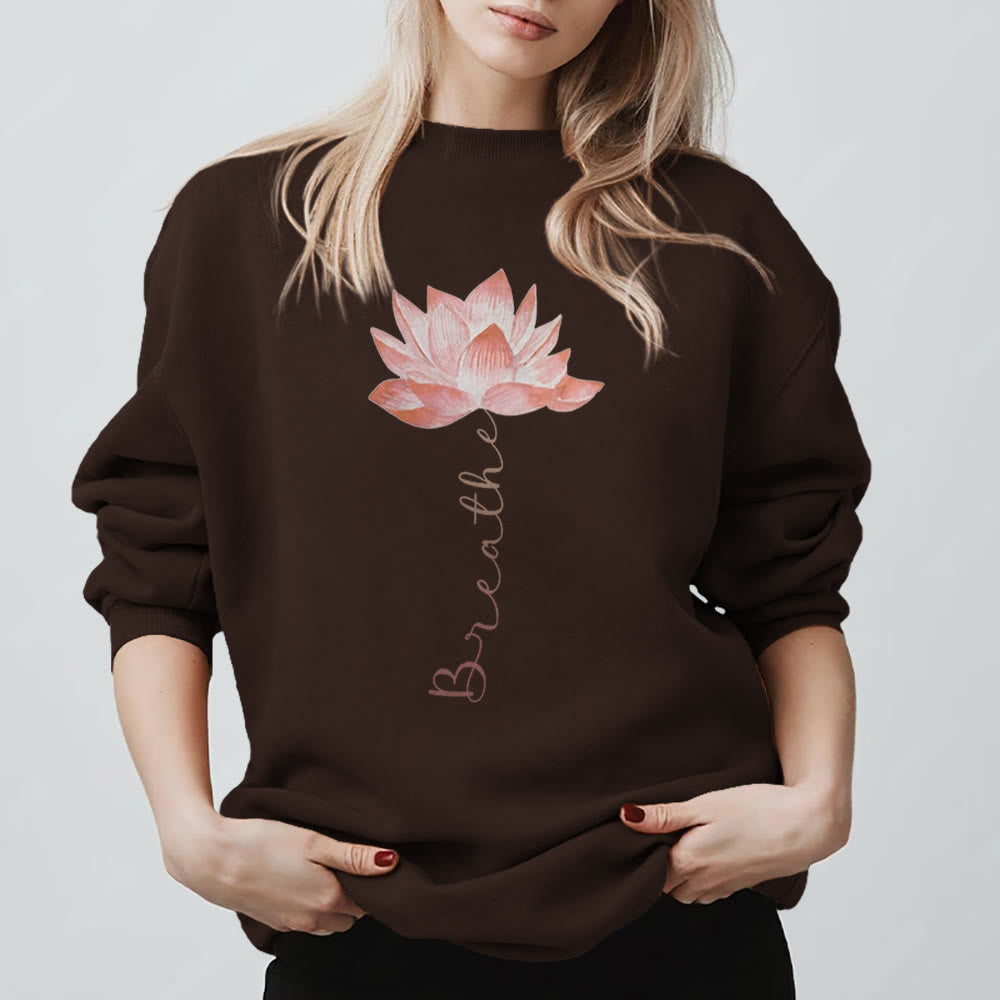 Olivenorma Red Lotus Yoga Meditation Sweatshirt - Brown - 2XL - image 5