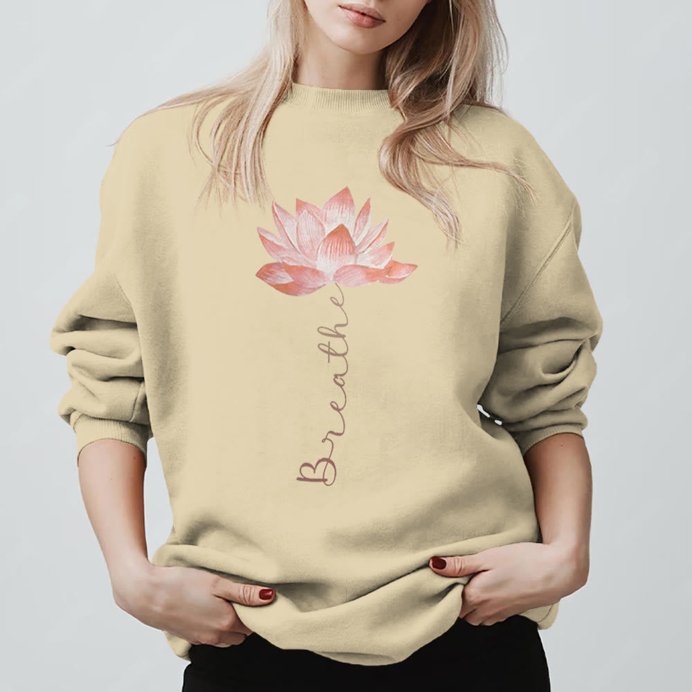 Olivenorma Red Lotus Yoga Meditation Sweatshirt - LightYellow - 2XL - image 3