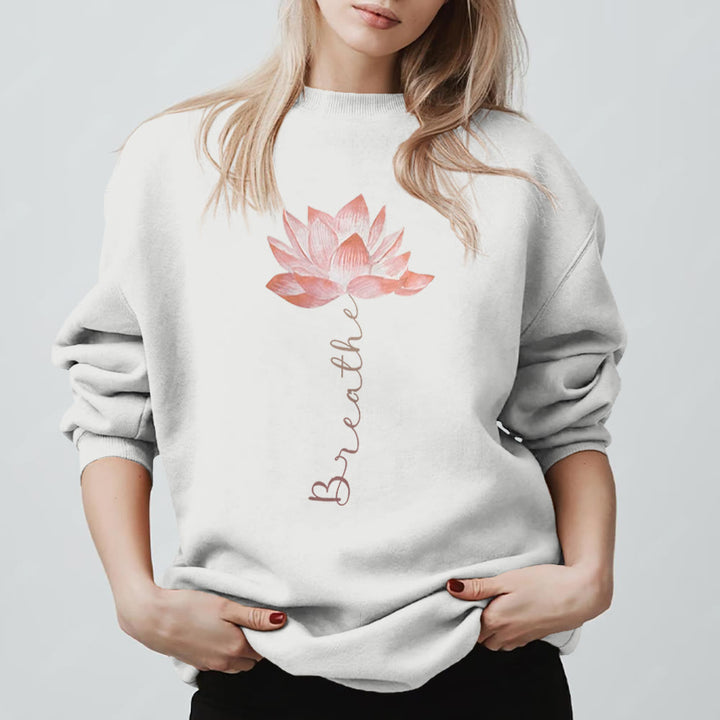 Olivenorma Red Lotus Yoga Meditation Sweatshirt - White - 2XL - image 0