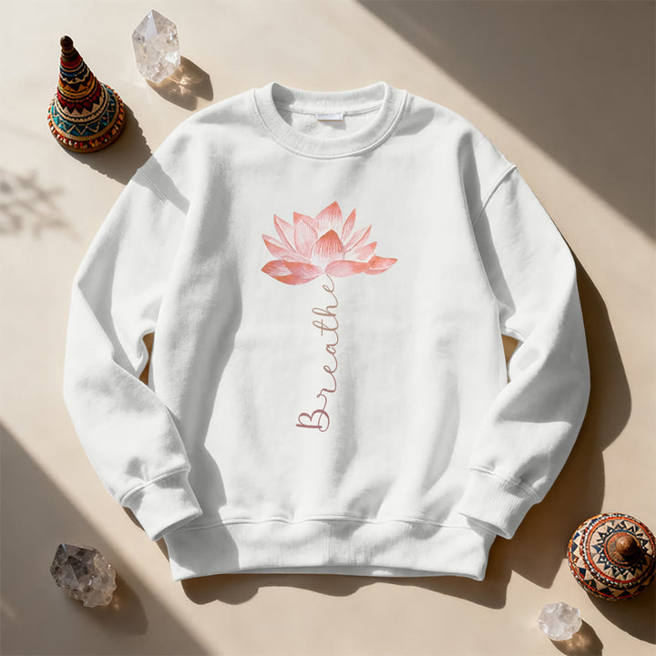 Olivenorma Red Lotus Yoga Meditation Sweatshirt - White - 2XL - image 5