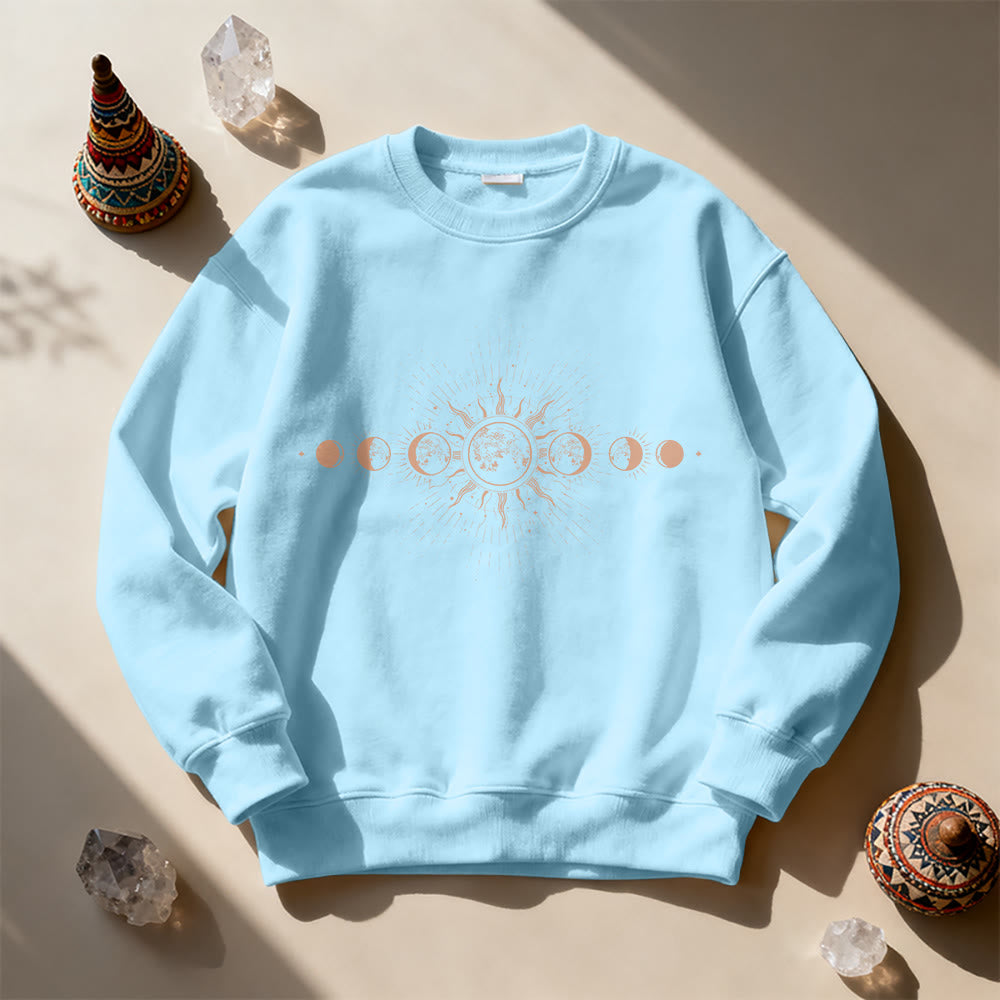 Olivenorma Celestial Moon & Sun Boho Sweatshirt - Blue - 2XL - image 15