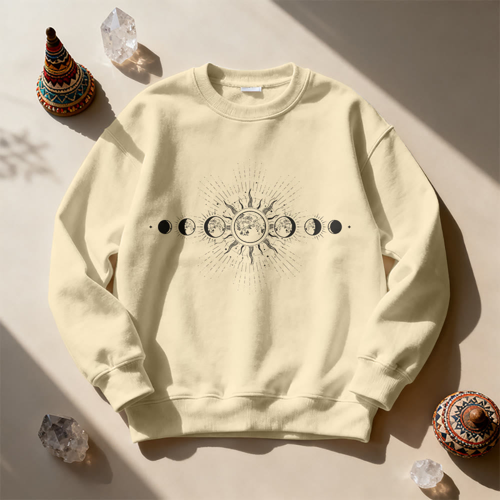 Olivenorma Celestial Moon & Sun Boho Sweatshirt - LightYellow - 2XL - image 3