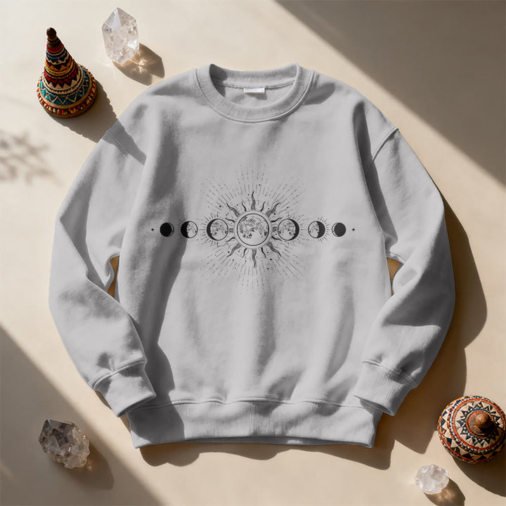 Olivenorma Celestial Moon & Sun Boho Sweatshirt - Grey - 2XL - image 13