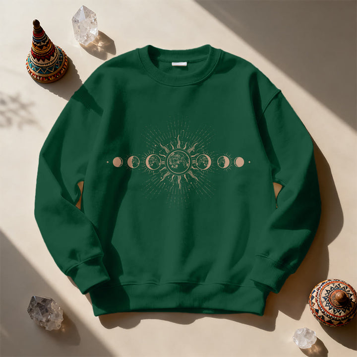 Olivenorma Celestial Moon & Sun Boho Sweatshirt - Green - 2XL - image 0
