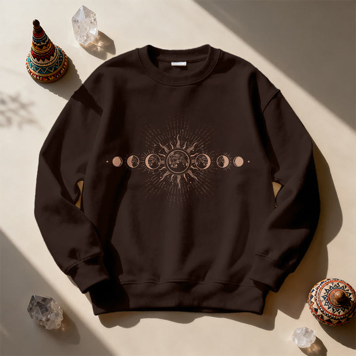 Olivenorma Celestial Moon & Sun Boho Sweatshirt - Brown - 2XL - image 9