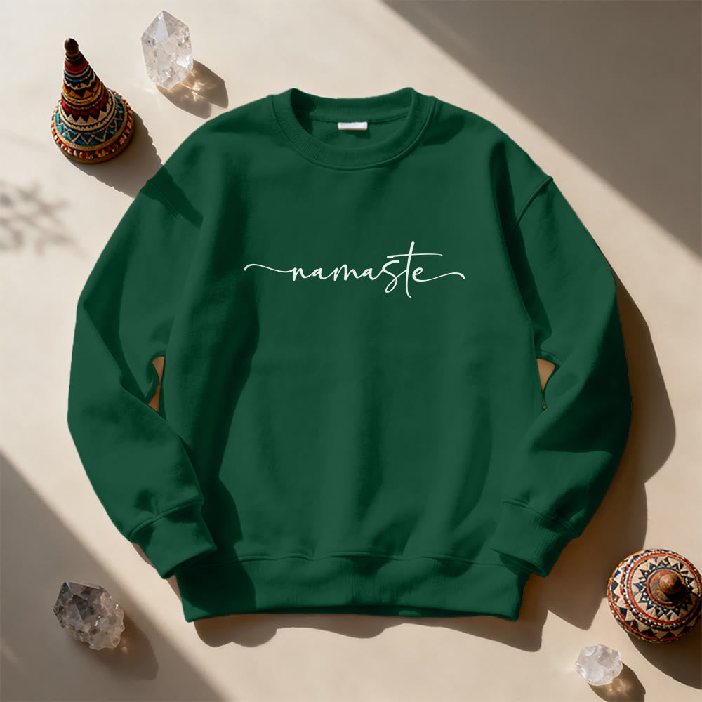 Olivenorma Namaste Yoga Meditation Sweatshirt - Green - 2XL - image 13