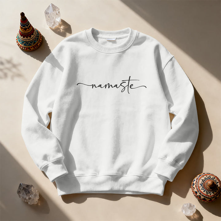 Olivenorma Namaste Yoga Meditation Sweatshirt - White - 2XL - image 5