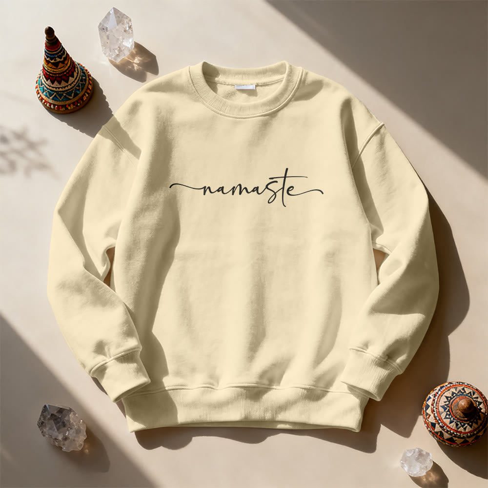 Olivenorma Namaste Yoga Meditation Sweatshirt - LightYellow - 2XL - image 3