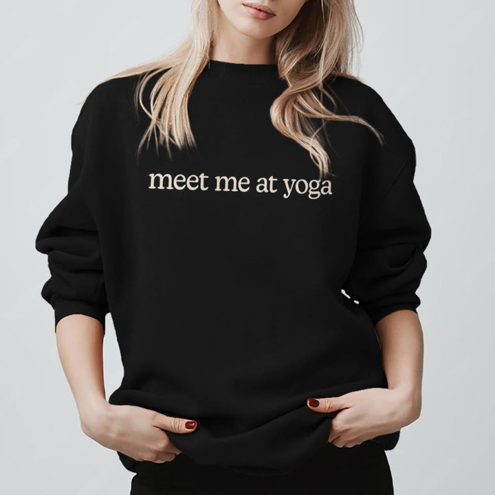 Olivenorma Meet Me At Yoga Cute Sweatshirt - Black - 2XL - image 3