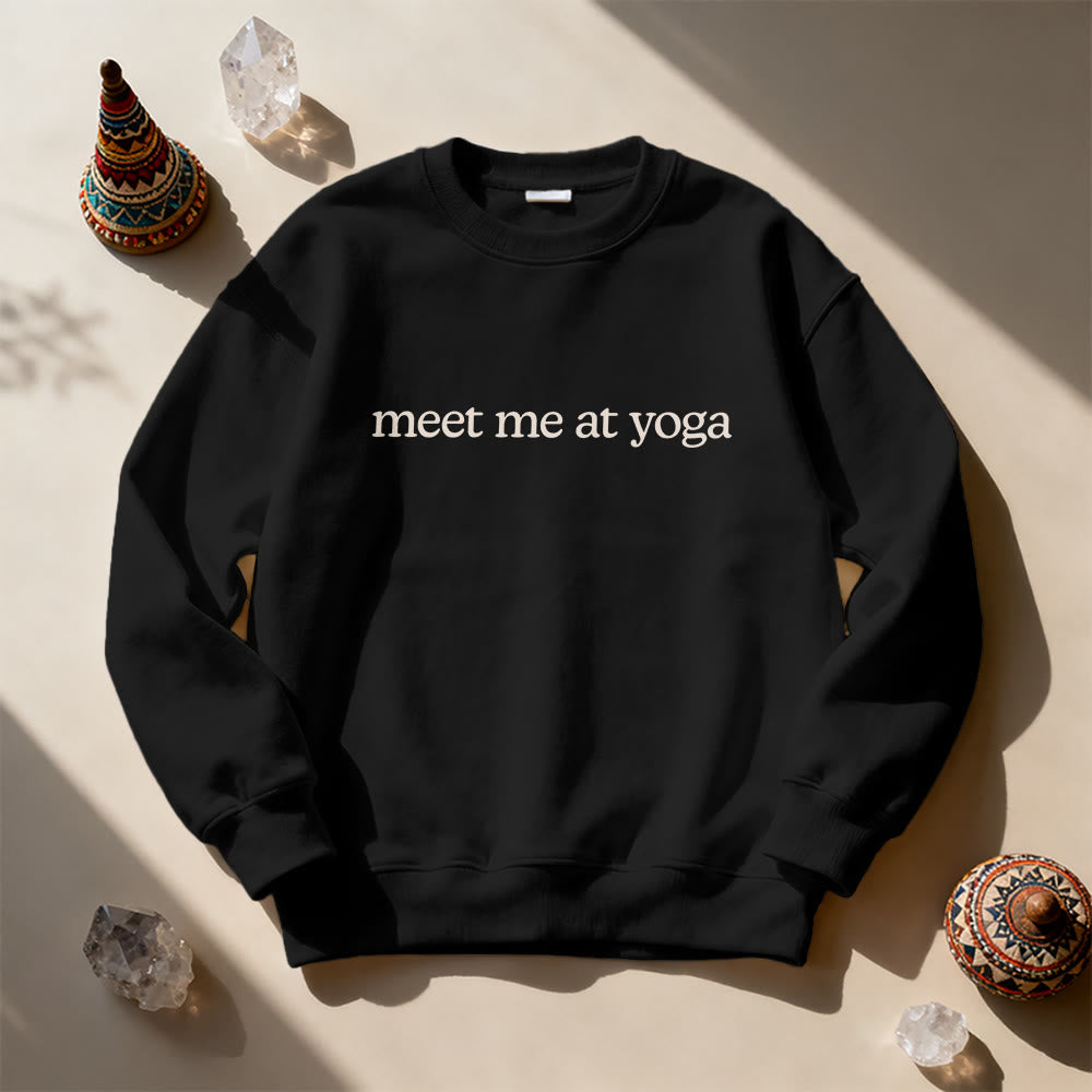 Olivenorma Meet Me At Yoga Cute Sweatshirt - Black - 2XL - image 3