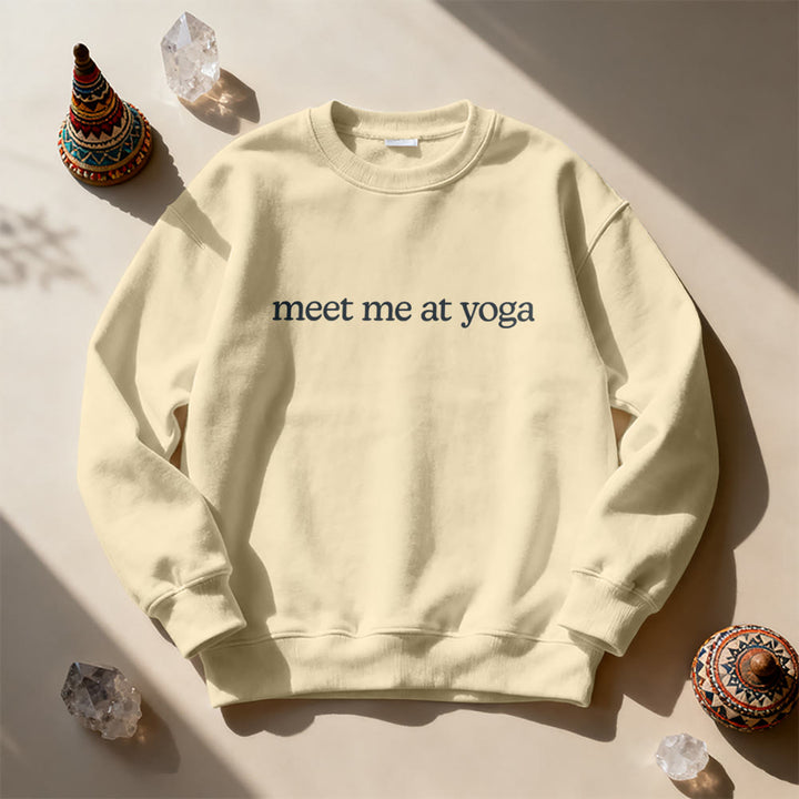 Olivenorma Meet Me At Yoga Cute Sweatshirt - LightYellow - 2XL - image 5