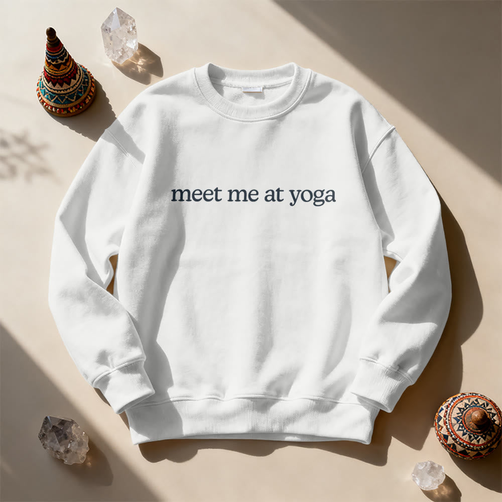 Olivenorma Meet Me At Yoga Cute Sweatshirt - White - 2XL - image 7