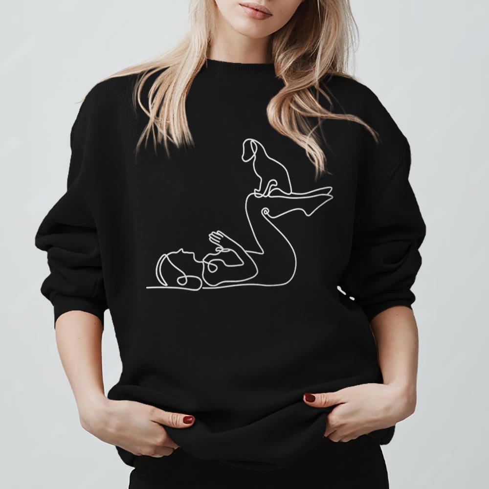 Olivenorma Yoga With Dog Lovers Sweatshirt - Black - 2XL - image 9
