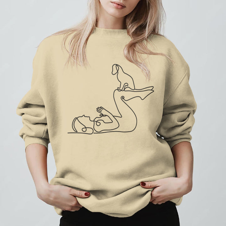 Olivenorma Yoga With Dog Lovers Sweatshirt - LightYellow - 2XL - image 0