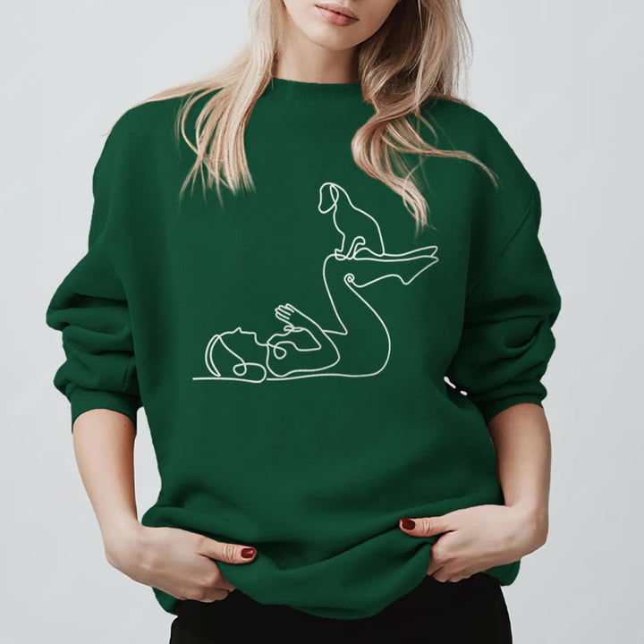 Olivenorma Yoga With Dog Lovers Sweatshirt - Green - 2XL - image 5