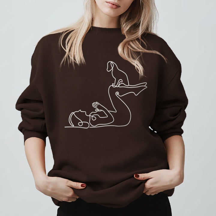 Olivenorma Yoga With Dog Lovers Sweatshirt - Brown - 2XL - image 7