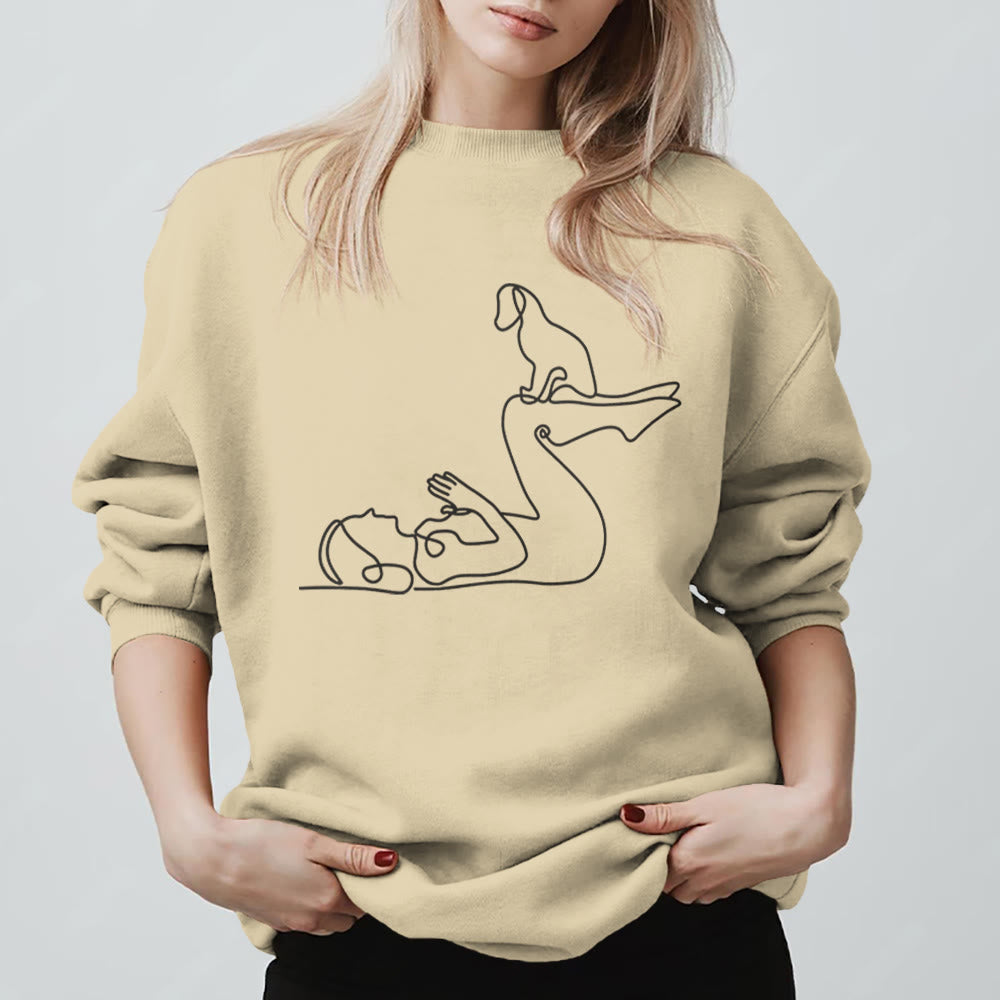Olivenorma Yoga With Dog Lovers Sweatshirt - LightYellow - 2XL - image 0