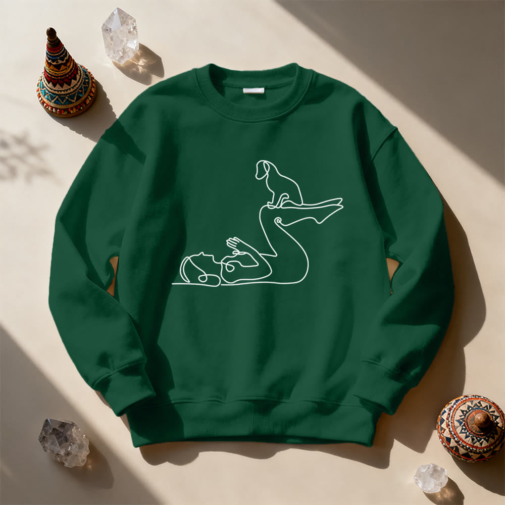 Olivenorma Yoga With Dog Lovers Sweatshirt - Green - 2XL - image 0