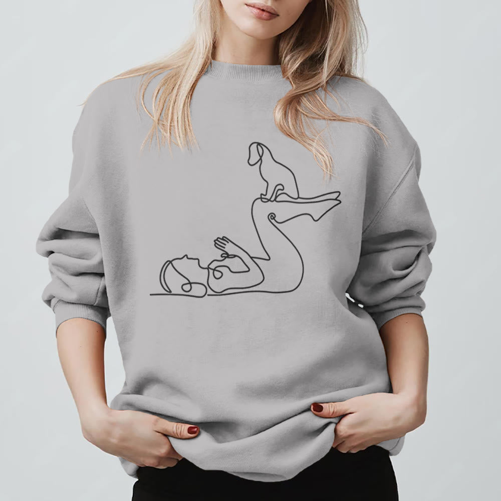 Olivenorma Yoga With Dog Lovers Sweatshirt - Grey - 2XL - image 3