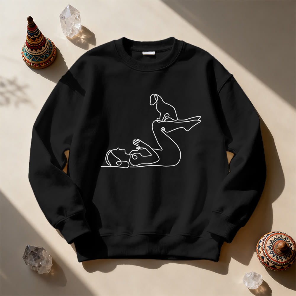 Olivenorma Yoga With Dog Lovers Sweatshirt - Black - 2XL - image 9