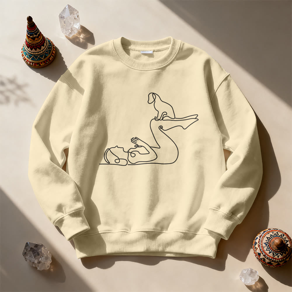 Olivenorma Yoga With Dog Lovers Sweatshirt - LightYellow - 2XL - image 3