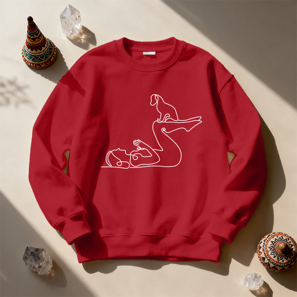Olivenorma Yoga With Dog Lovers Sweatshirt - Red - 2XL - image 13