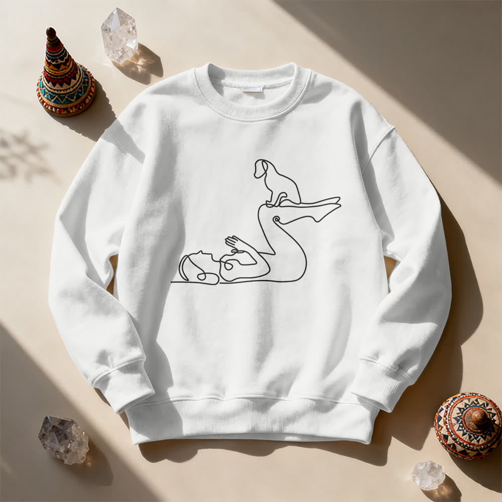Olivenorma Yoga With Dog Lovers Sweatshirt - White - 2XL - image 11