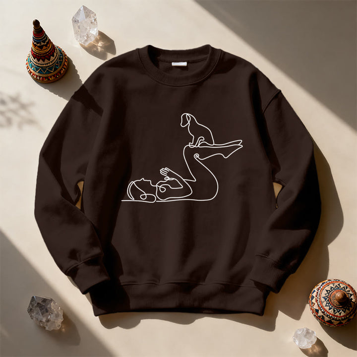 Olivenorma Yoga With Dog Lovers Sweatshirt - Brown - 2XL - image 7