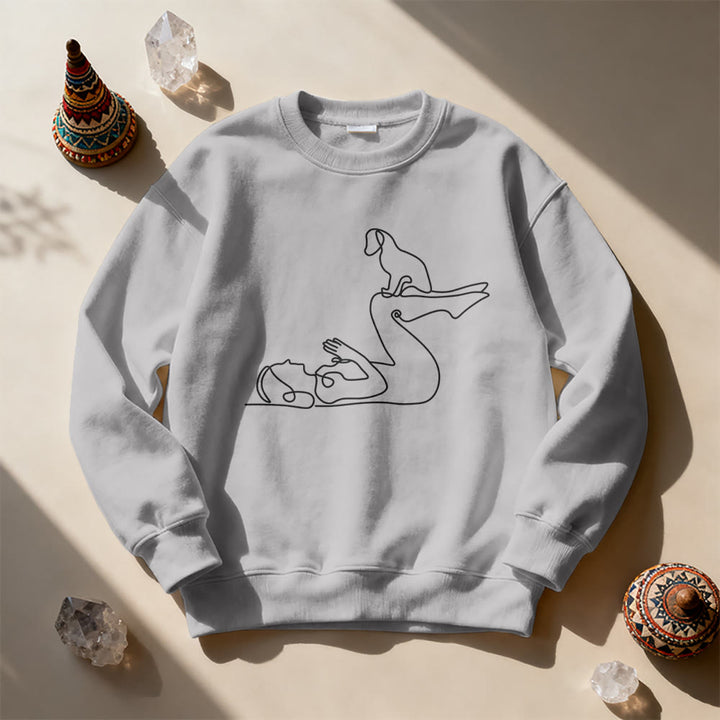 Olivenorma Yoga With Dog Lovers Sweatshirt - Grey - 2XL - image 5
