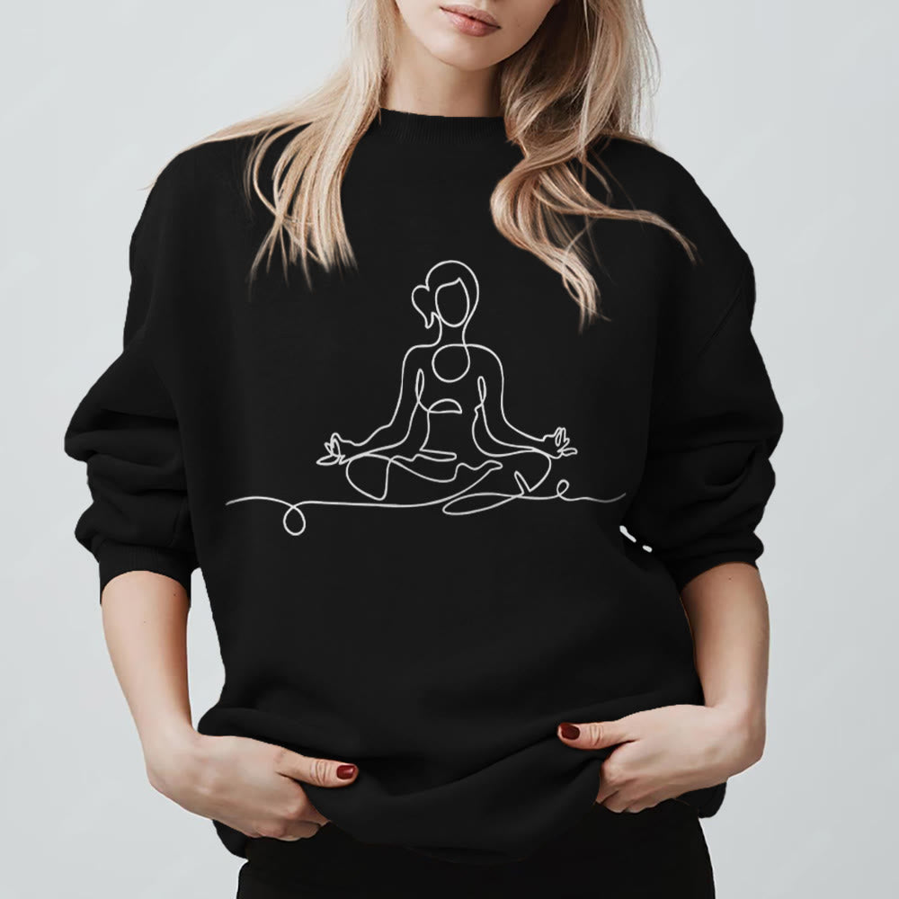 Olivenorma Minimalist Meditation Yoga Sweatshirt - Black - 2XL - image 9