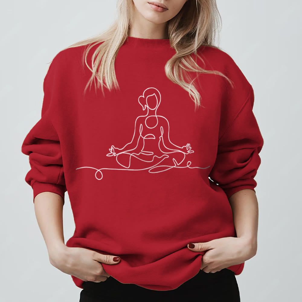Olivenorma Minimalist Meditation Yoga Sweatshirt - Red - 2XL - image 13