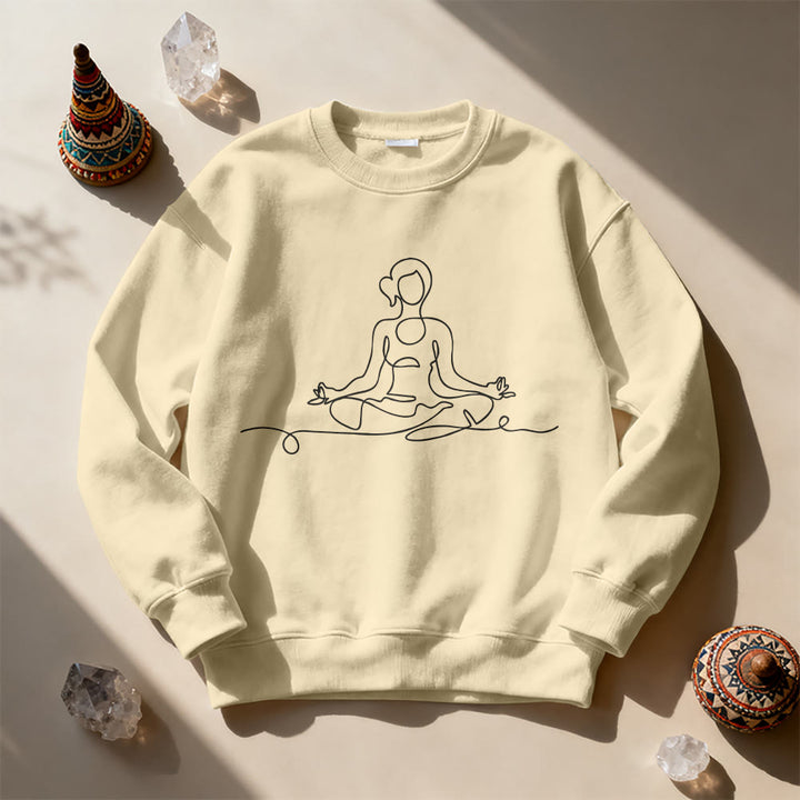 Olivenorma Minimalist Meditation Yoga Sweatshirt - LightYellow - 2XL - image 3