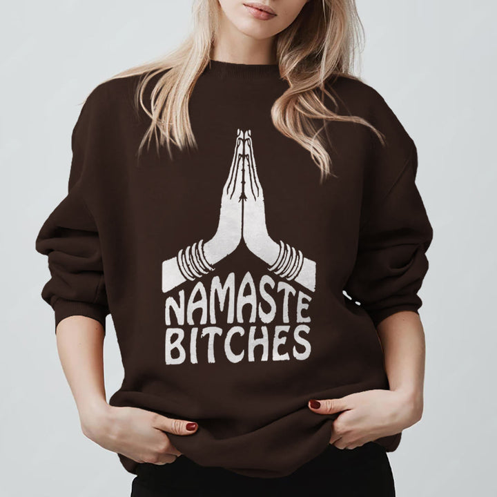 Olivenorma Namaste Vibes Yoga Motivational Sweatshirt - Brown - 2XL - image 7