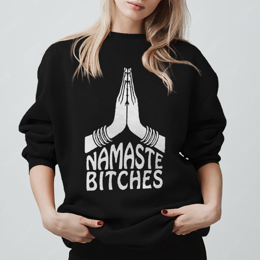 Olivenorma Namaste Vibes Yoga Motivational Sweatshirt - Black - 2XL - image 9