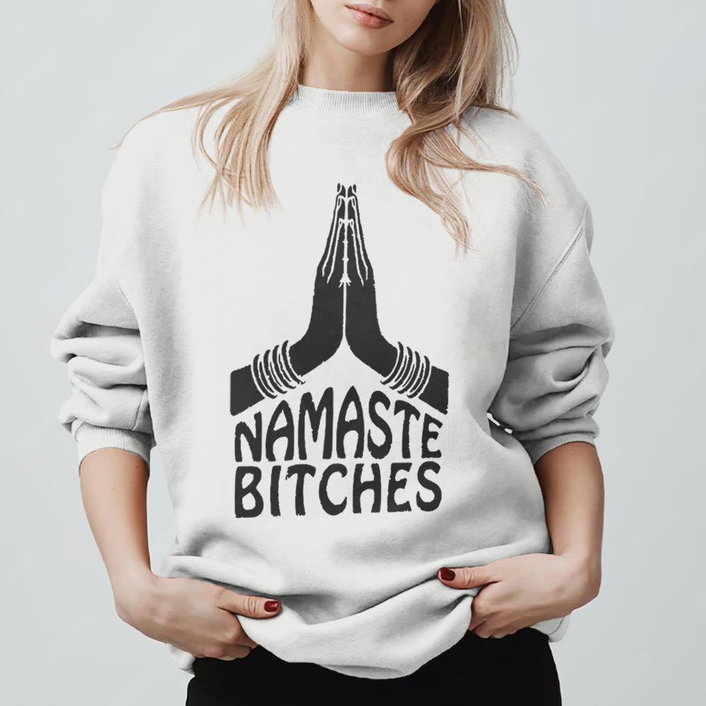 Olivenorma Namaste Vibes Yoga Motivational Sweatshirt - White - 2XL - image 11