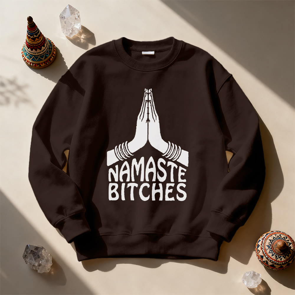 Olivenorma Namaste Vibes Yoga Motivational Sweatshirt - Brown - 2XL - image 7
