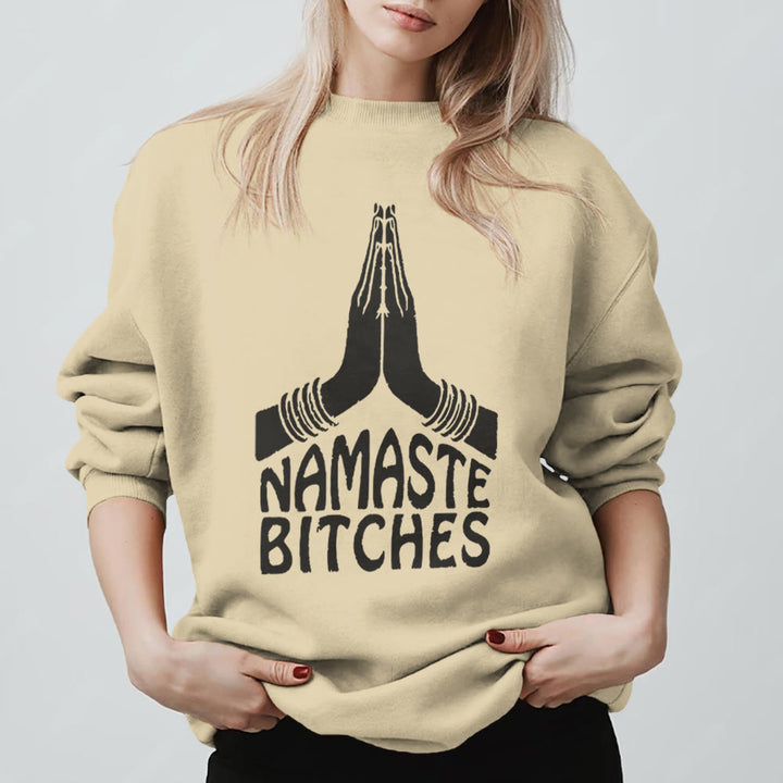 Olivenorma Namaste Vibes Yoga Motivational Sweatshirt - LightYellow - 2XL - image 3