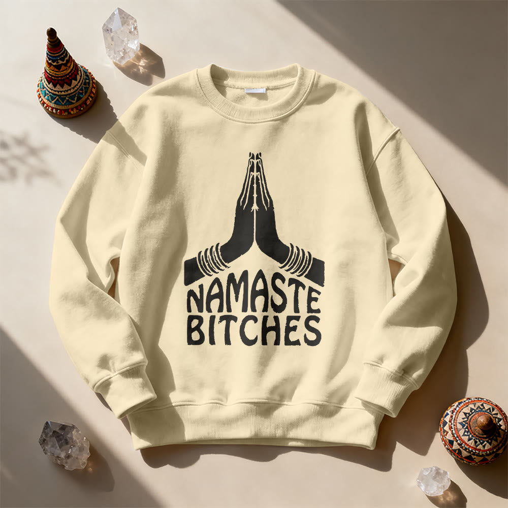 Olivenorma Namaste Vibes Yoga Motivational Sweatshirt - LightYellow - 2XL - image 0