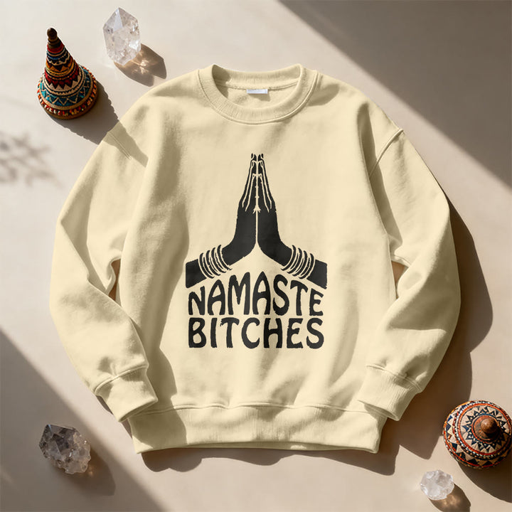 Olivenorma Namaste Vibes Yoga Motivational Sweatshirt - LightYellow - 2XL - image 0