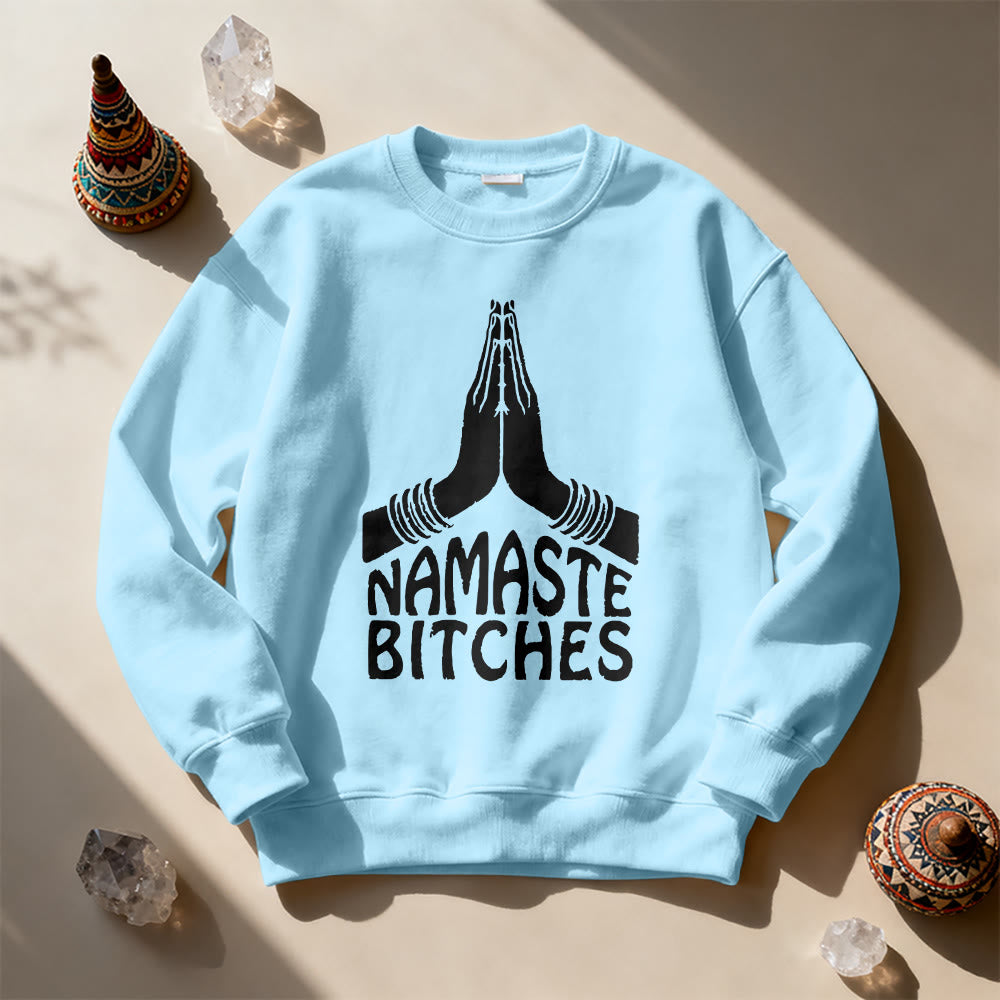 Olivenorma Namaste Vibes Yoga Motivational Sweatshirt - Blue - 2XL - image 15