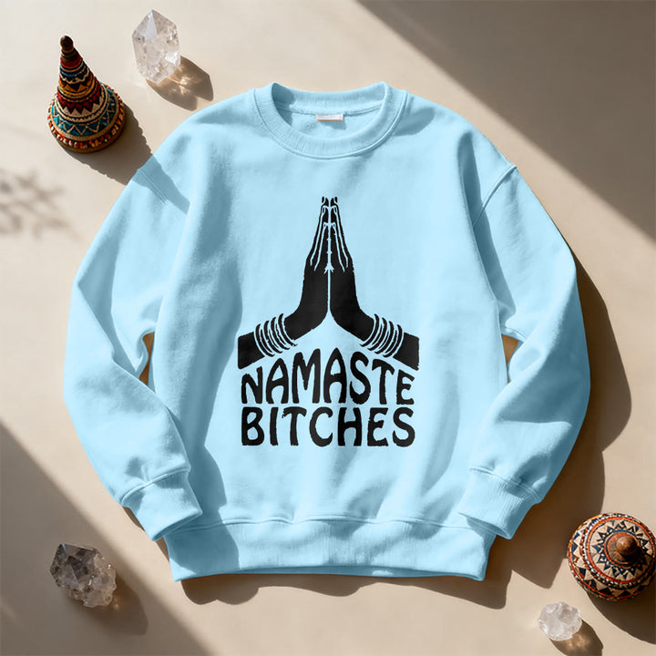 Olivenorma Namaste Vibes Yoga Motivational Sweatshirt - Blue - 2XL - image 15
