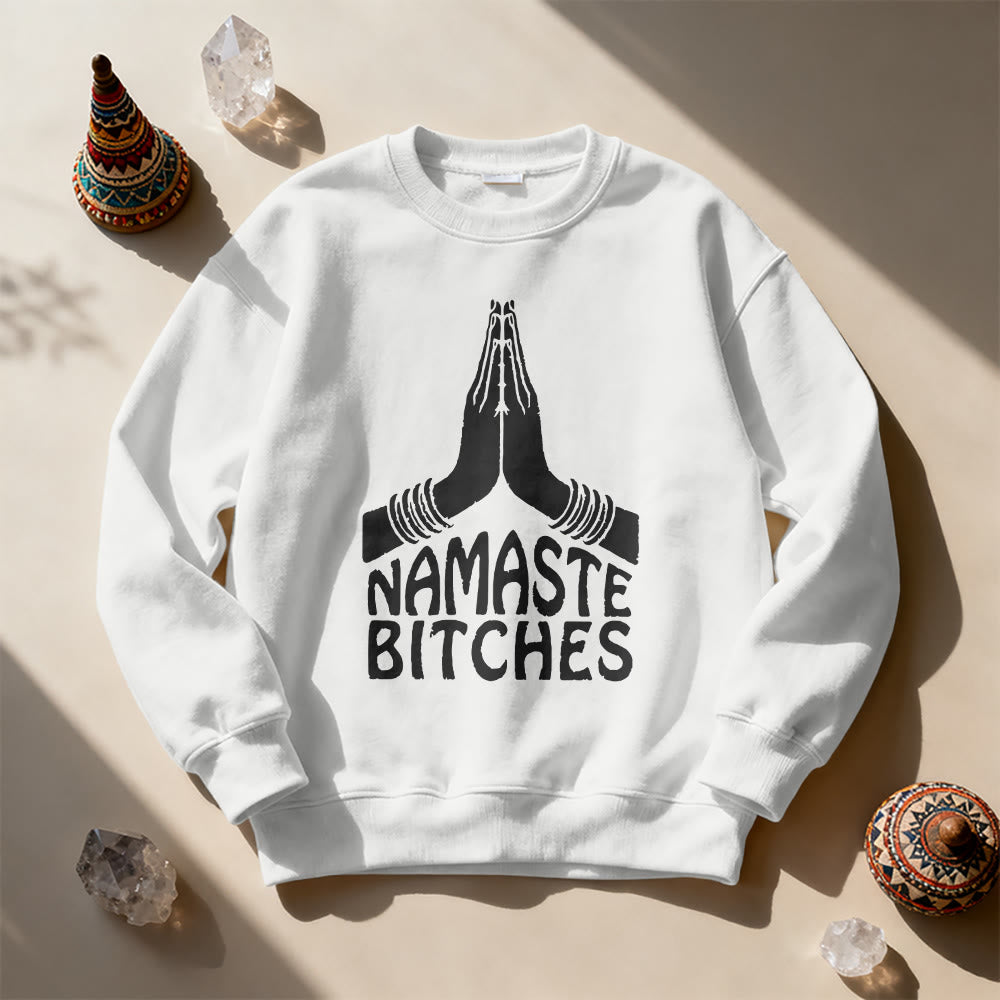 Olivenorma Namaste Vibes Yoga Motivational Sweatshirt - White - 2XL - image 11