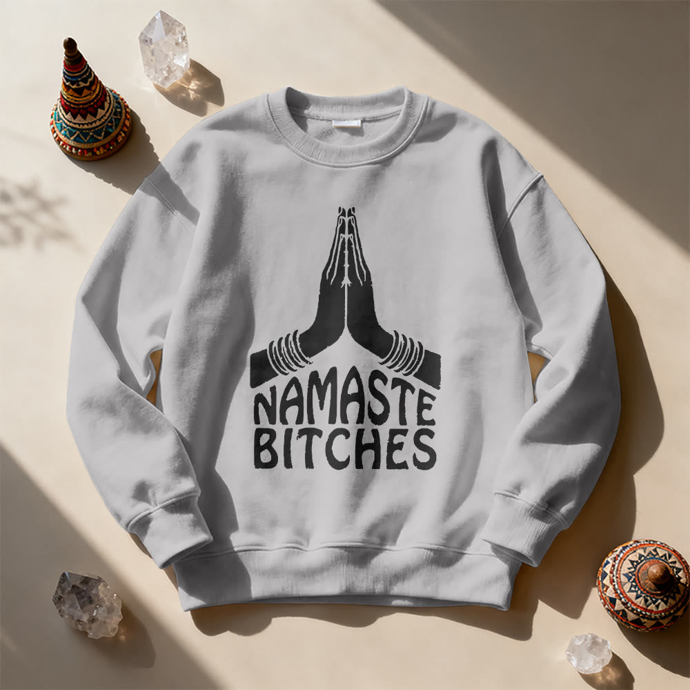 Olivenorma Namaste Vibes Yoga Motivational Sweatshirt - Grey - 2XL - image 3