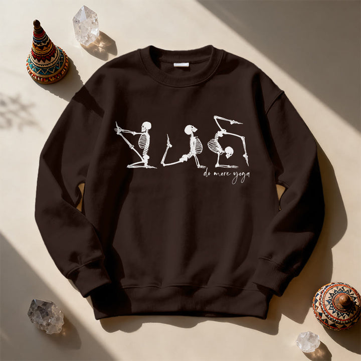 Olivenorma Skeleton Yoga 'Do More Yoga' Motivational Sweatshirt - Brown - 2XL - image 7