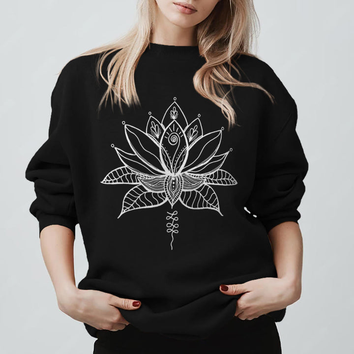 Olivenorma Lotus Bloom Yoga Meditation Sweatshirt - Black - 2XL - image 0