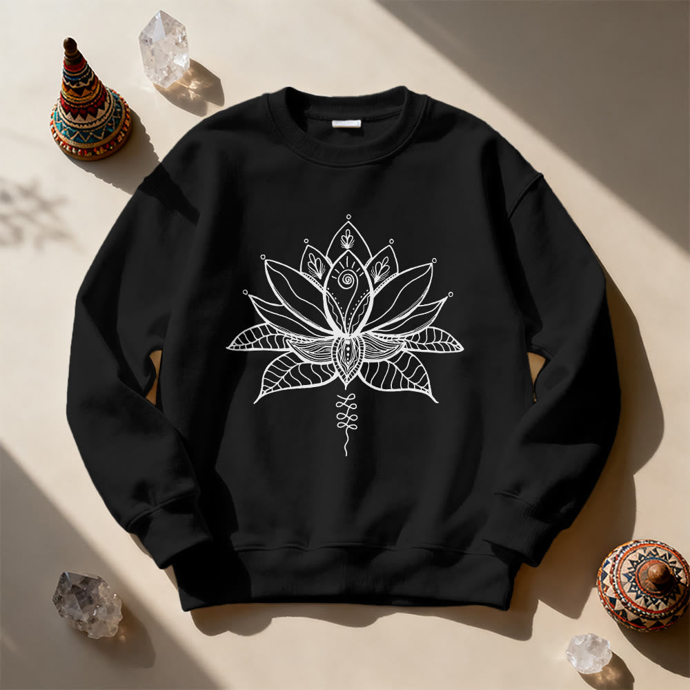 Olivenorma Lotus Bloom Yoga Meditation Sweatshirt - Black - 2XL - image 3