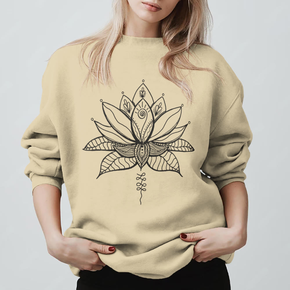 Olivenorma Lotus Bloom Yoga Meditation Sweatshirt - LightYellow - 2XL - image 5