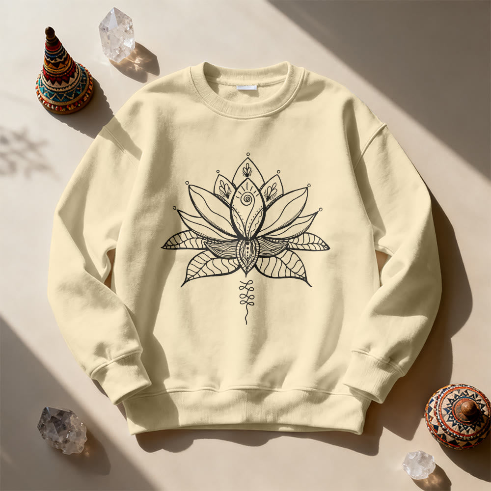 Olivenorma Lotus Bloom Yoga Meditation Sweatshirt - LightYellow - 2XL - image 7