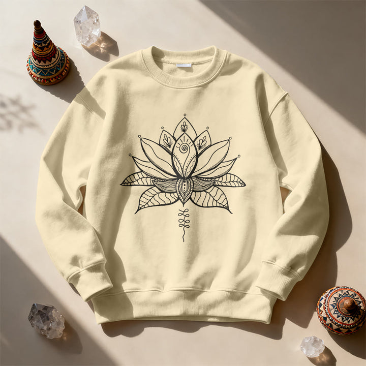 Olivenorma Lotus Bloom Yoga Meditation Sweatshirt - LightYellow - 2XL - image 7